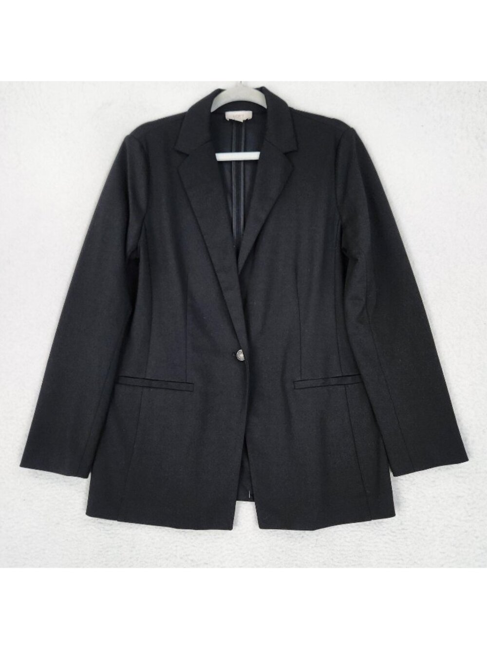 LOFT Jacket Womens Medium Black One Button Long Line Stretch Blazer Career